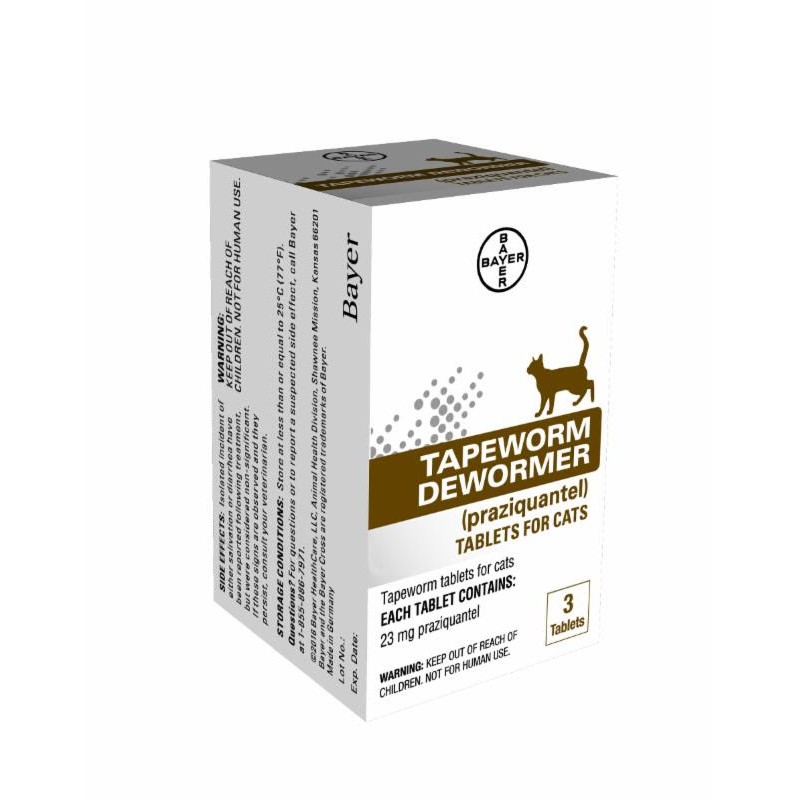 Tapeworm Dewormer Tablets for Cats 3 Count (Praziquantel, 23mg)